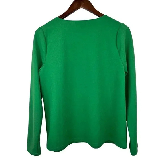 Melloday Green Button-Shoulder Long Sleeve Top - Medium - Picture 6 of 9